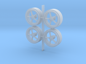 Wheels 5-spoke in Clear Ultra Fine Detail Plastic