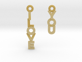 "I love you" - Cute messages earings in Tan Fine Detail Plastic