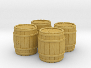 Wooden Barrel, x4, 28mm Scale in Tan Fine Detail Plastic