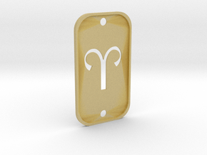 Aries (The Ram) DogTag V2 in Tan Fine Detail Plastic