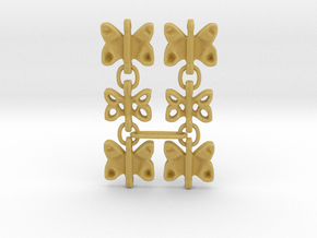3 Dangling butterfly earrings (metallic plastic an in Tan Fine Detail Plastic