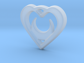 Crescent Moon Heart - 25mm Pendant in Clear Ultra Fine Detail Plastic