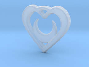 Crescent Moon Heart 35mm Pendant in Clear Ultra Fine Detail Plastic