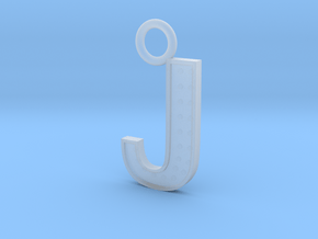 Letter J Key Ring Charm with decorative back holes in Clear Ultra Fine Detail Plastic