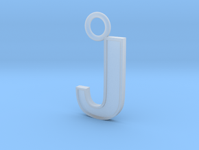 Letter J Key Ring Charm in Clear Ultra Fine Detail Plastic