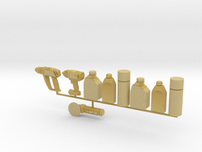 Oil bottles and tools MotoGP 1/12 in Tan Fine Detail Plastic