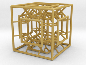 Menger Mixed Cube in Tan Fine Detail Plastic