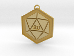 D20 Keychain or Necklace Pendant in Tan Fine Detail Plastic