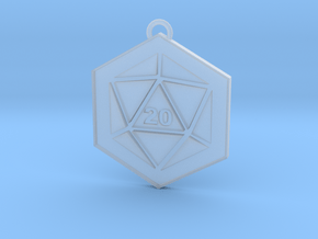 D20 Keychain or Necklace Pendant in Clear Ultra Fine Detail Plastic