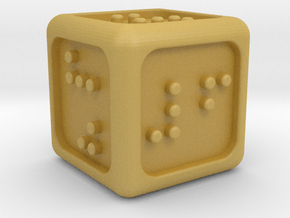Braille Six-sided Die d6 (Rounded corners) in Tan Fine Detail Plastic