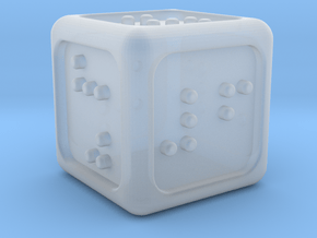 Braille Six-sided Die d6 (Rounded corners) in Clear Ultra Fine Detail Plastic