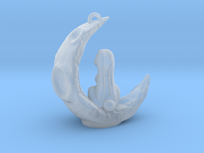 Moon Bunny Pendant in Clear Ultra Fine Detail Plastic