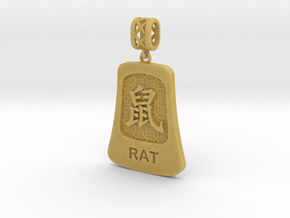 Chinese 12 animals pendant with bail - the rat in Tan Fine Detail Plastic