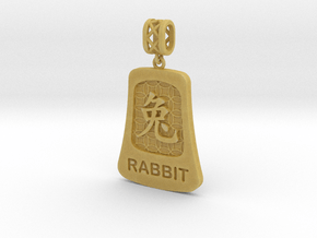 Chinese 12 animals pendant with bail - the rabbit in Tan Fine Detail Plastic