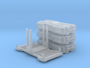 Stackable SciFi cargo boxes & rack in Clear Ultra Fine Detail Plastic