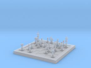 1/18 Scale Chess Board Mid-game (v02) in Clear Ultra Fine Detail Plastic