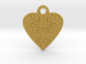 heart keychain/pendant in Tan Fine Detail Plastic