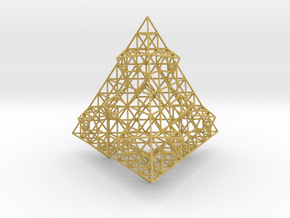 Wire Fractalised Tetrahedron in Tan Fine Detail Plastic