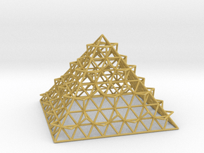 Wire Fractalised Pyramid in Tan Fine Detail Plastic