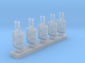 Heavy Armoured Turrets x5 in Clear Ultra Fine Detail Plastic