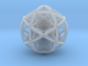 Scaled arrayed star hedron inside sphere  in Clear Ultra Fine Detail Plastic