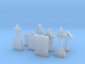 8 Spooky TOMBSTONES for tabletop gaming in Clear Ultra Fine Detail Plastic
