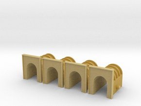 T-Scale Brick and Concrete Tunnel Portal (4) in Tan Fine Detail Plastic