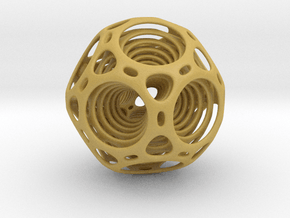 Nested dodecahedron in Tan Fine Detail Plastic