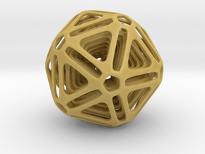 Nested Icosahedron in Tan Fine Detail Plastic