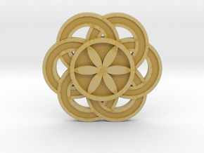 Crop circle Pendant 3 Flower of life colored in Tan Fine Detail Plastic