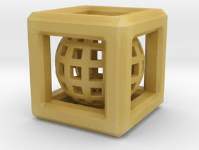 Sphere in Cube pendant in Tan Fine Detail Plastic