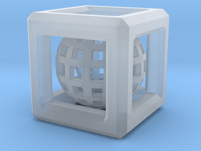 Sphere in Cube pendant in Clear Ultra Fine Detail Plastic