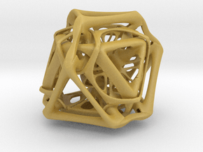 Ported looped Tetrahedron Plastic 5.6x4.8x5.3 cm  in Tan Fine Detail Plastic