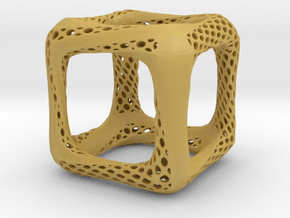 Perforated Twisted Cube in Tan Fine Detail Plastic