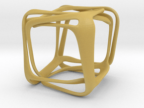 Twisted Looped Cube in Tan Fine Detail Plastic