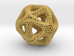 Perforated Twisted Icosahedron Type 2 in Tan Fine Detail Plastic