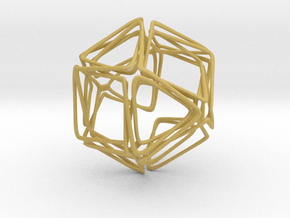 Looped Twisted Cuboctahedron in Tan Fine Detail Plastic