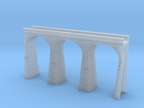 T-scale Stone Viaduct Section (3 Arches) - 135mm S in Clear Ultra Fine Detail Plastic