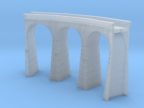 T-scale Stone Viaduct Section - 45d Curve - 145mm  in Clear Ultra Fine Detail Plastic