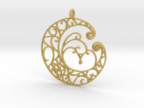 Celtic Wiccan Moon Pendant  in Tan Fine Detail Plastic