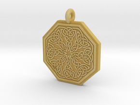 Celtic Spiritual Journey  Octagonal Pendant in Tan Fine Detail Plastic
