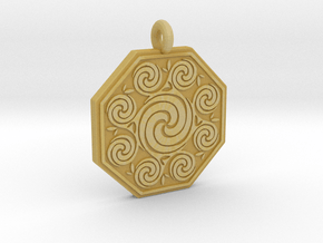 Celtic Spirals Octagonal Pendant  in Tan Fine Detail Plastic