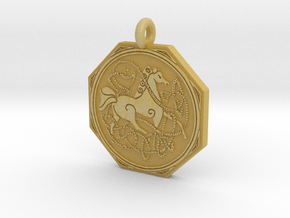 Celtic Horse  Octagonal Pendant in Tan Fine Detail Plastic
