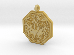 Dragon Octagonal Celtic Pendant in Tan Fine Detail Plastic