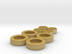 1/24 15" EMPI 8-spoke wheels with tires in Tan Fine Detail Plastic