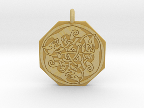 Cat Celtic Octagonal Pendant in Tan Fine Detail Plastic