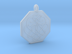 Celtic Heart Octagon Pendant in Clear Ultra Fine Detail Plastic