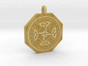 Celtic Cross Octogonal Pendant in Tan Fine Detail Plastic