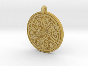 Celtic Serpent  Round Pendant in Tan Fine Detail Plastic