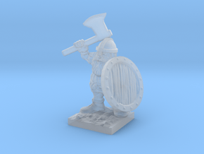 Dwarf warrior with axe and shield in Clear Ultra Fine Detail Plastic